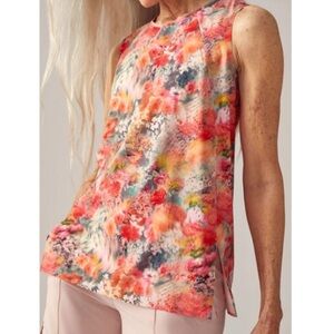 Athleta Refined Zephyr Athletic Tank Top Watercolor Floral‎ Sleeveless - Size M